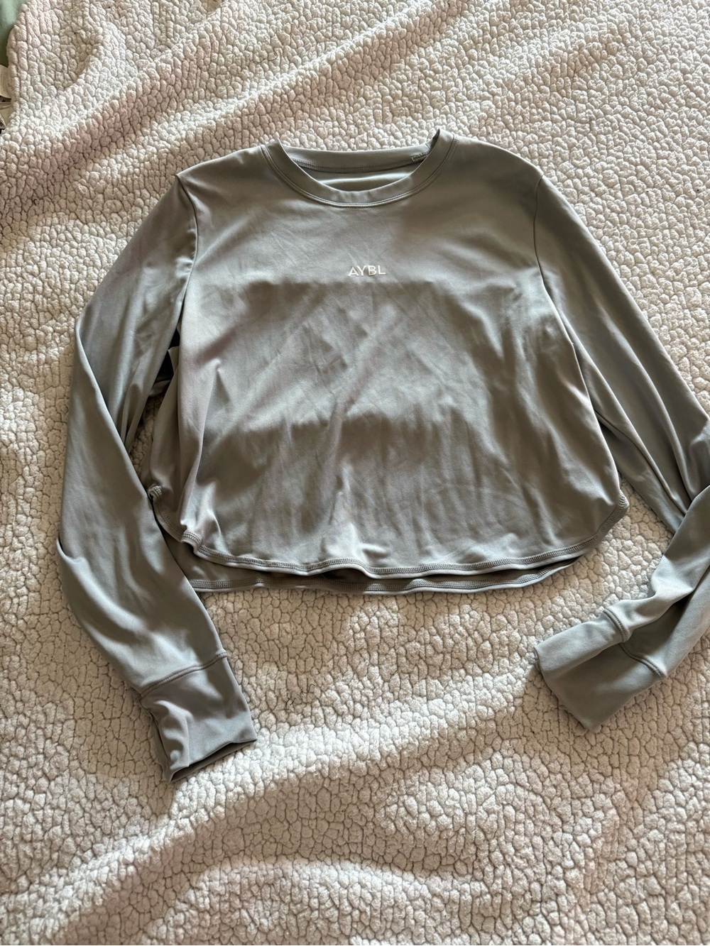 AYBL Cropped Long Sleeve Tee in Light Gray